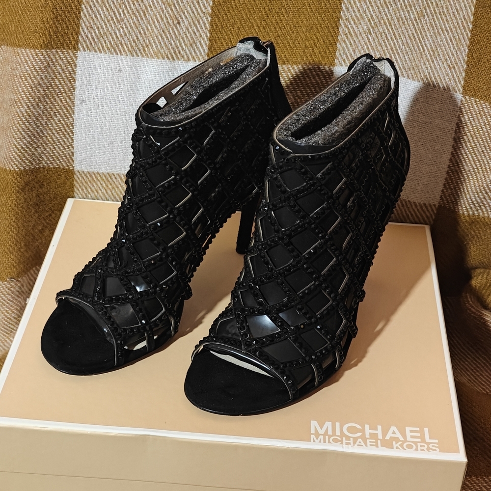 Michael Kors Woman's Yvonne Open Toe Cage Bootie, Black - Picture 5 of 7